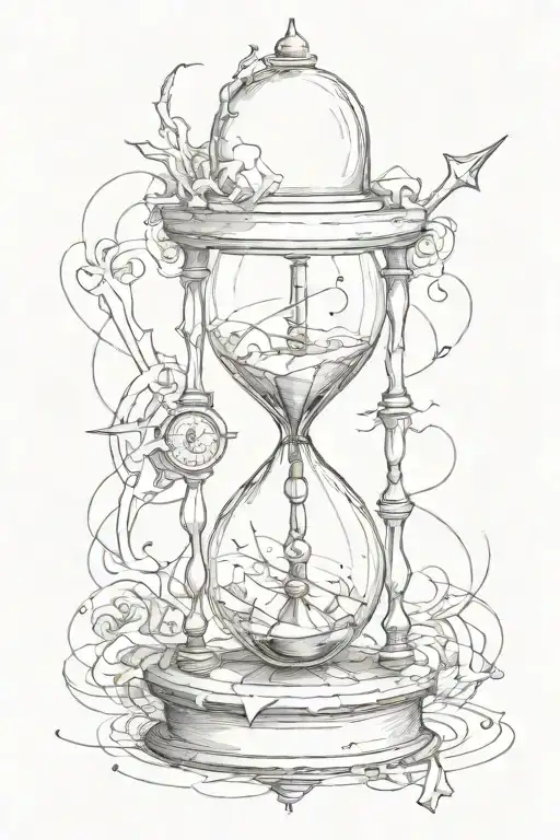 Broken Hourglass And Compass