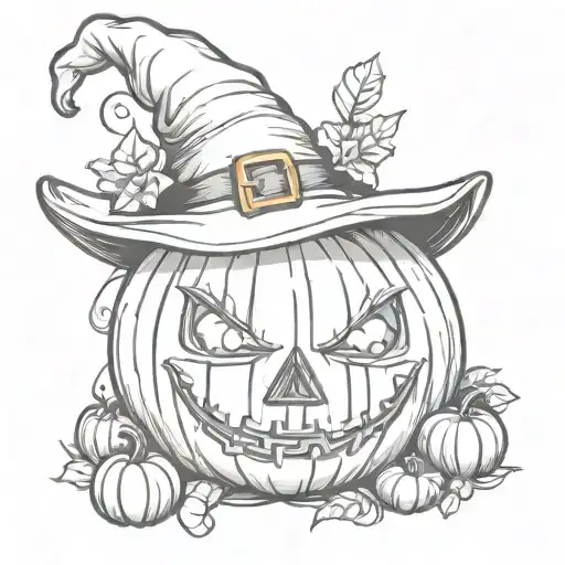 Pumpkin With Witch Hat