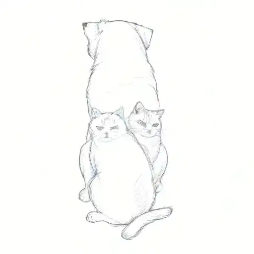 A Dog And A Cat Sitting