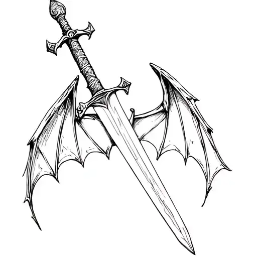 Bat Wings And A Sword In The Middle