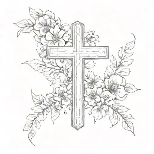 Christian Cross With Flowers