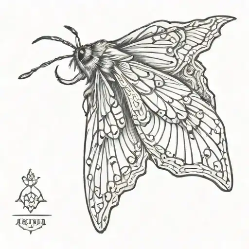 A Moth In Woodcut Style