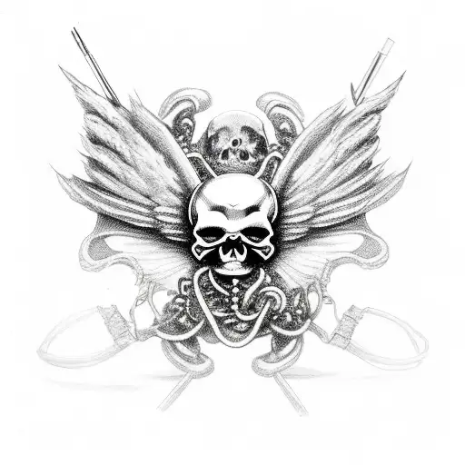 Skull Buttfly Wings Chain With Razors