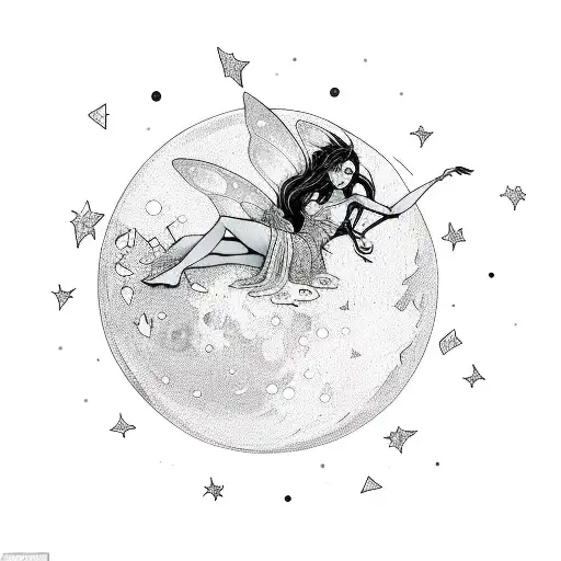 A Fairy Laying On The Moon