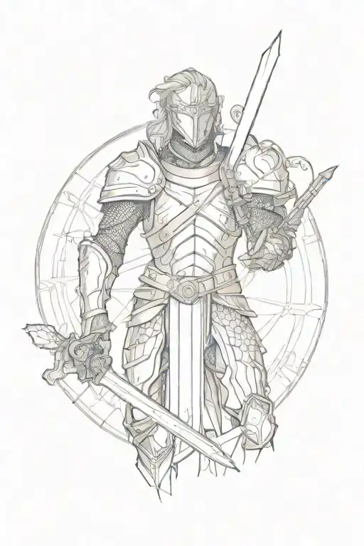 A Centauride With Cirly Hair Wearing Armour And Holding A Sword
