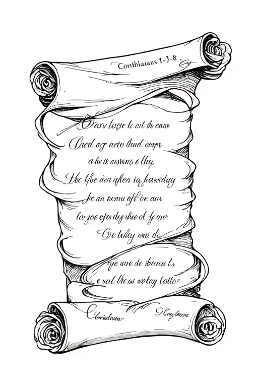 Verse Corinthians 13 4-8 In A Scroll Wrapped