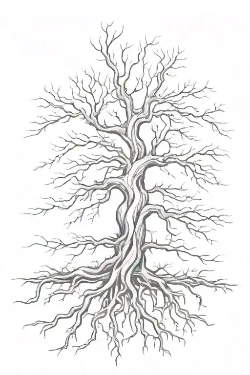 Tree And Roots And Lines