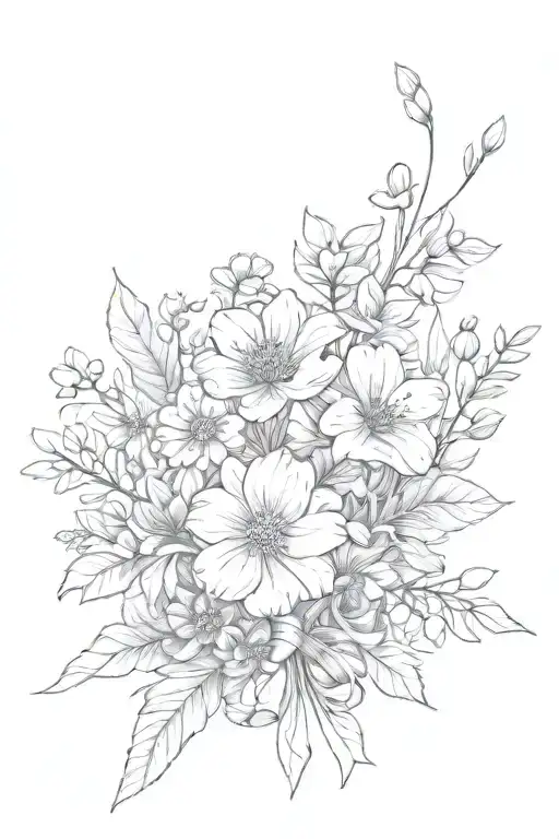 Wildflower Bouquet Tied Ribbon Wrapped Loosely