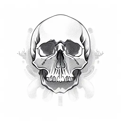 Skull With Mushrooms Growing Out Of It