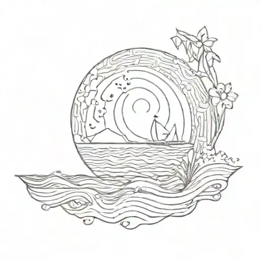 Sunset Sea Isreali Flag