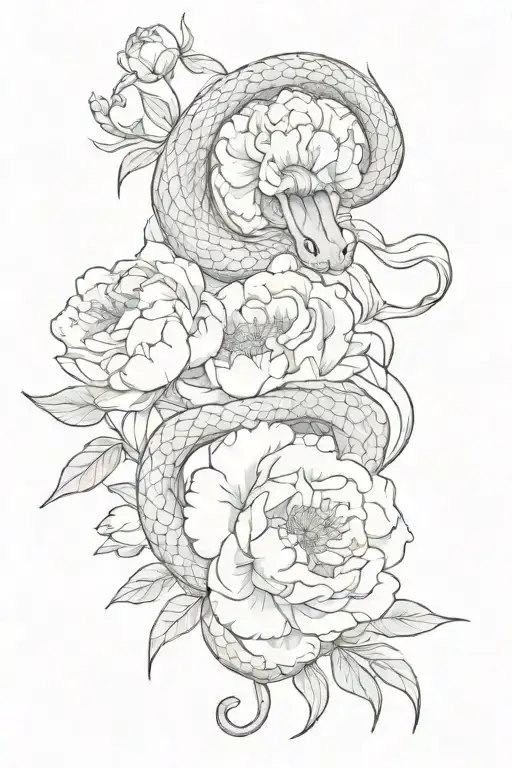 Snake Langsworth With Peonies