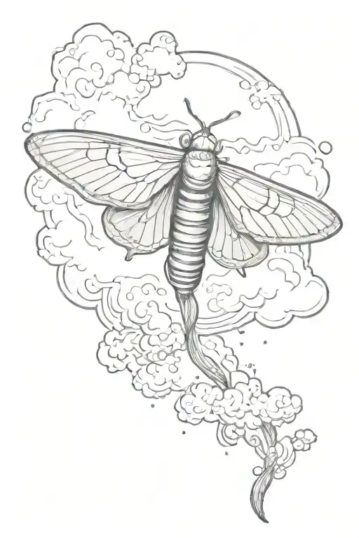 A Moth Flying Above A Cloud In Heaven Gates