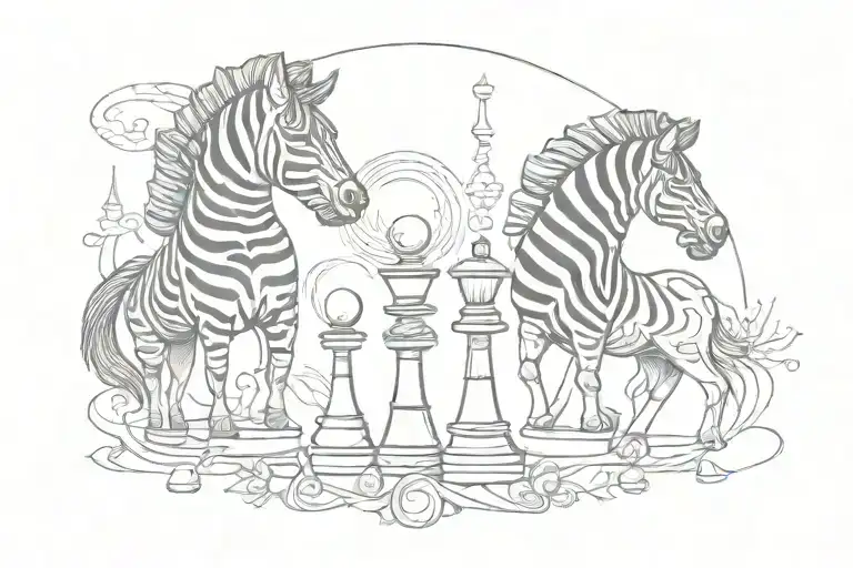 Zebra Chess Piece Moon Phases