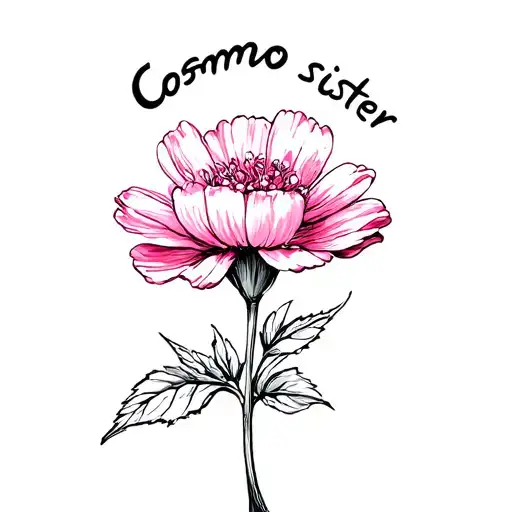 Cosmo Flower With Sister Written In The Stem