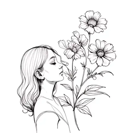 Cosmo Flower With Sister In The Stem Growing