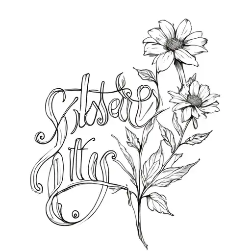 Cosmo Flower Growing Out Of The Word Sister