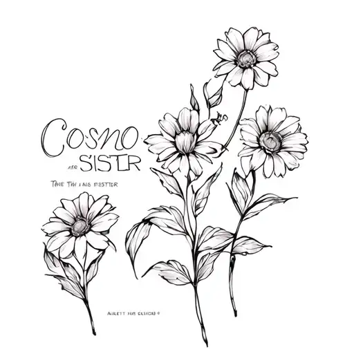 Cosmo Flower Growing Out Of The Word Sister