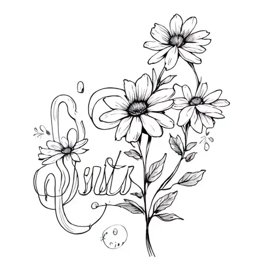 Cosmo Flower Growing Out Of The Word Sister