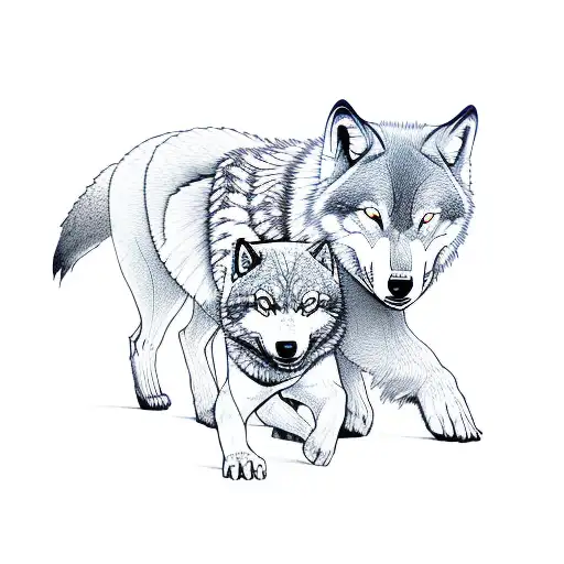 Yin And Yang With A Wolf