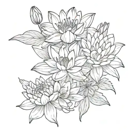 Bouquet Of Water Lily And Marigold Flowers