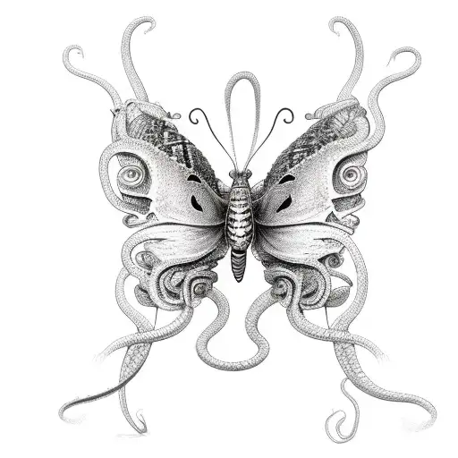 A Butterfly With Aggressive Snake Heads