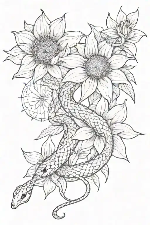 Snake And Sunflower Lilly Flowers