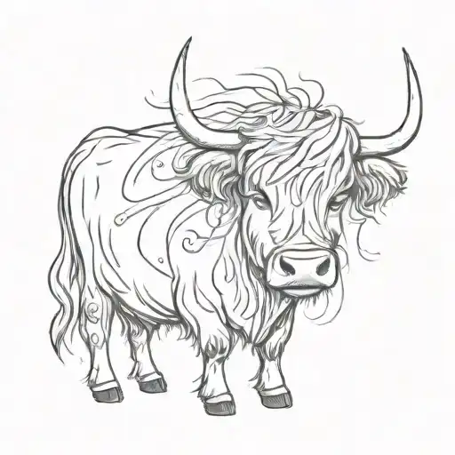 Highland Cow A Spool Of Thread And A Sewing Needle