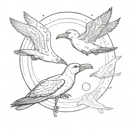 Two Albatross And Space Surrounded