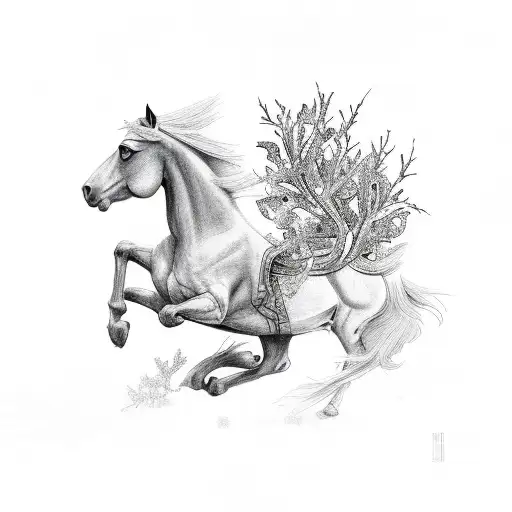Horse With Holly Branch