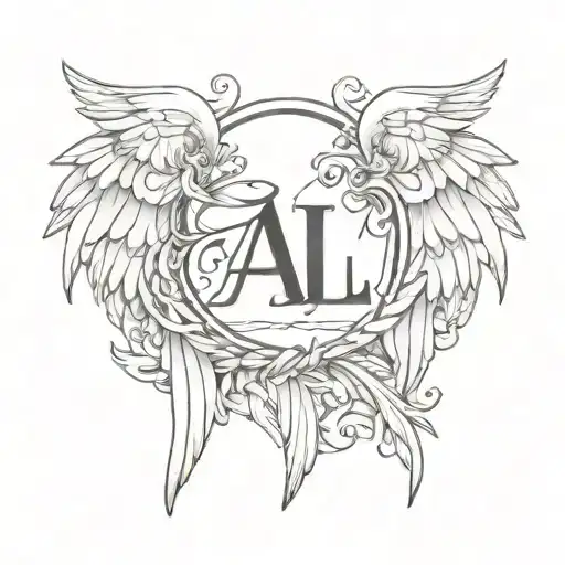 Initials Ajl With Angel Baby Wings