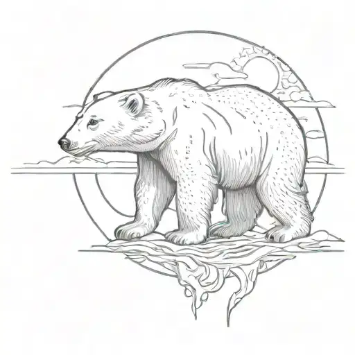 Polar Bear With Sun Rising