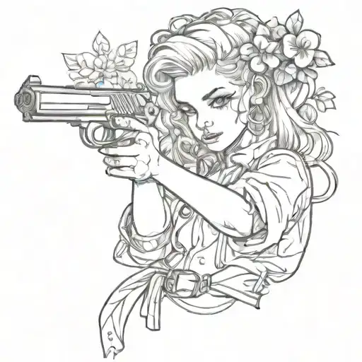 Girl With Shamrock Holding Pistol