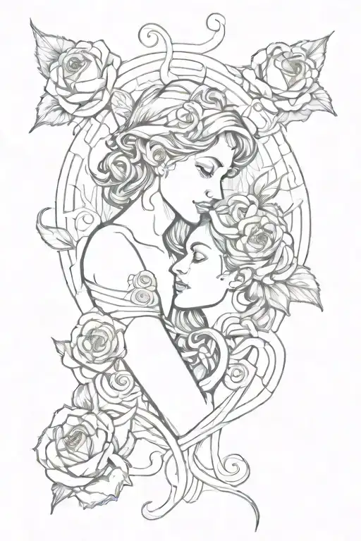Rose And Gemini Zodiac Sign Intertwined