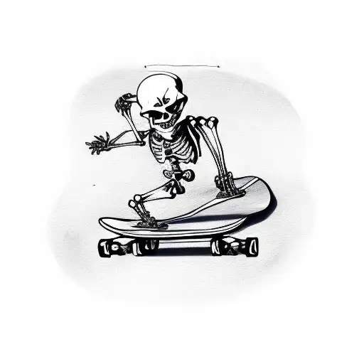 Skeleton On A Skateboard Drinking