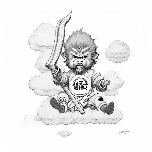 Baby Milo From Bathing Ape Brand Sleeping On Cloud Dressed As Sun Wukong