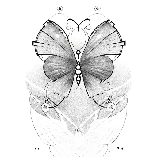 Sketch A Unique Unalome Symbol Incorporating Geometric Shapes And Butterflies