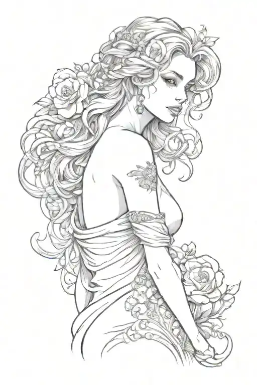 Full Body Aphrodite Realistic Beautiful Girl Shoulder