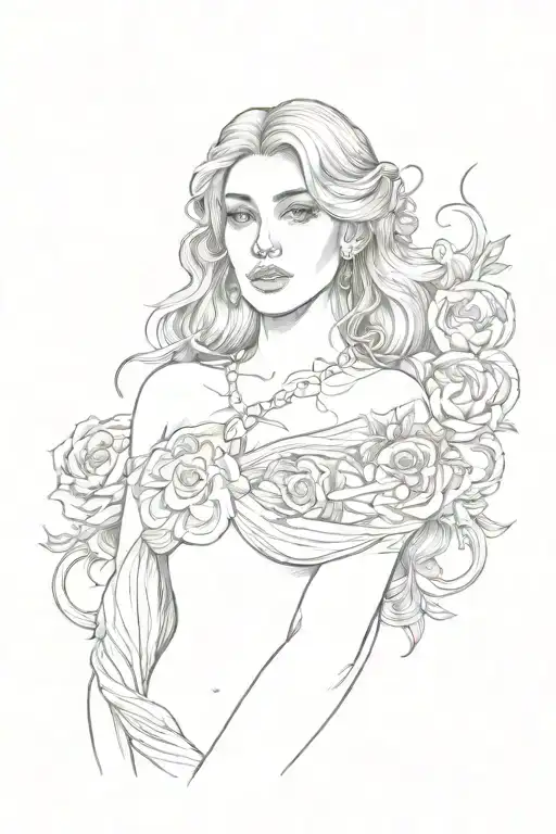 Full Body Aphrodite Realistic Beautiful Girl Shoulder