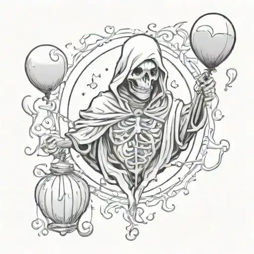 Grim Reaper Sacred Heart Shaped Balloons Floating