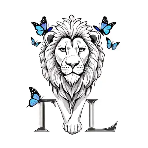 Lion With Butterflies And The Letters T And L