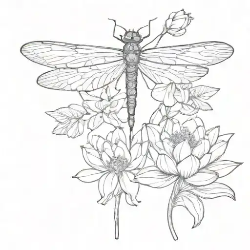 Lotus Flower Dragonfly Butterfly