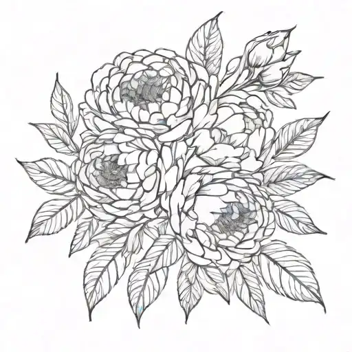 Peonies With Leaves