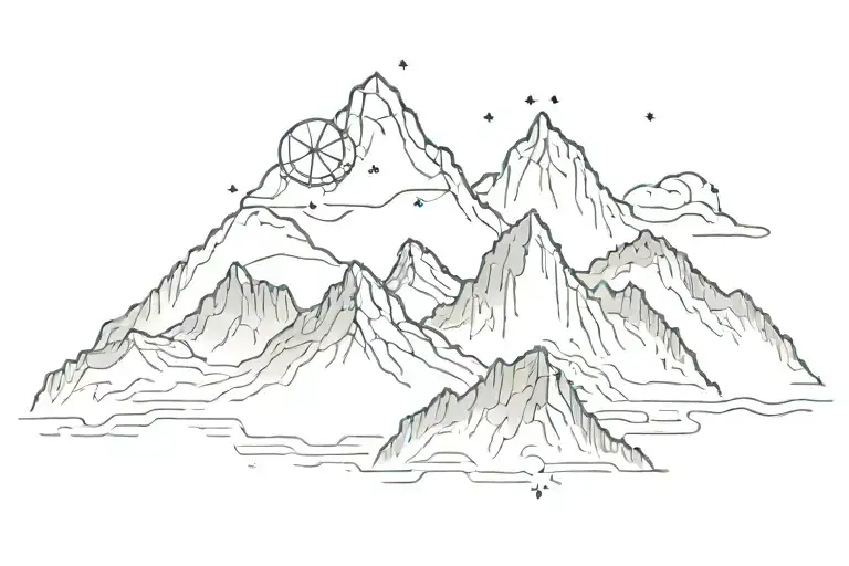 Mountain Range With Orions Belt Constellation