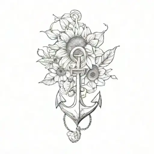 Dainty Anchor With Sunflower Inside The Anchor