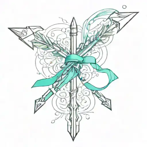 Arrow With A Teal Ribbon Intertwined