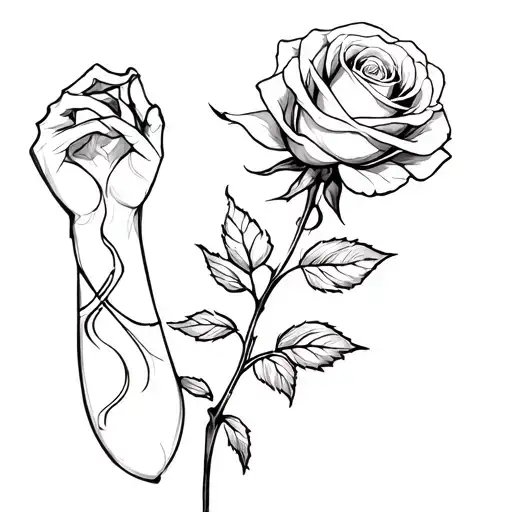 Rose On The Shoulder With The Stem Raping Arond My Arm