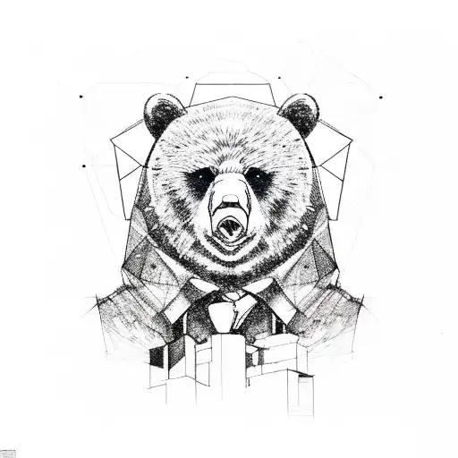 Architectural Sketch Of A Building With A Bear And Punk Rock Elements Incorporated