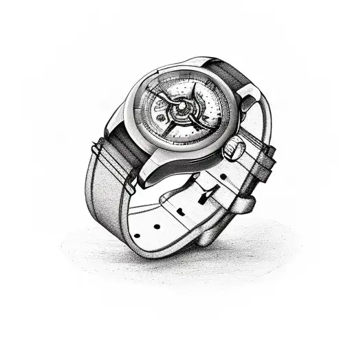 Wrist Watch Cut In Half With A Compass As The Other Half Of The Watch