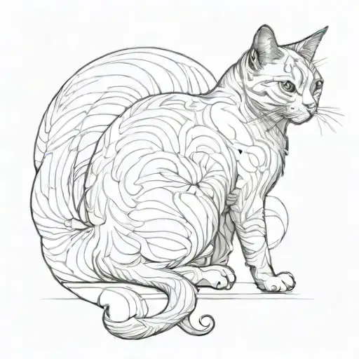 Cat From Behind Looking Over Its Shoulder Full Body