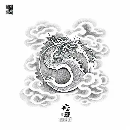 Chinese Dragon Clouds Flying Dragonballs Chest Sleeve